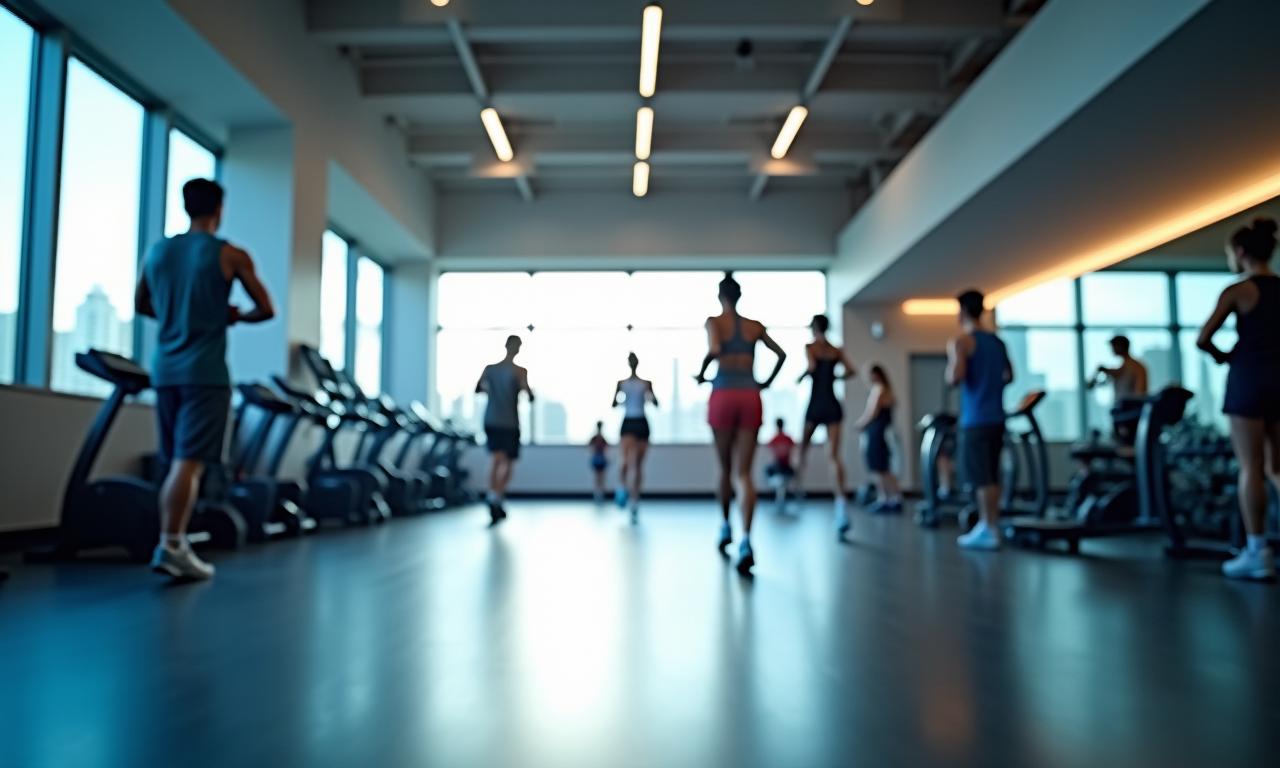 Bright and modern gym floor at Aussie Fitness Hub with members working out.