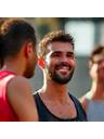 Chris W. smiling among friends at the gym.