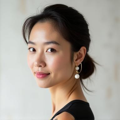 Headshot of Sophie Chen, a calm and focused Pilates instructor.